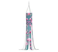 A Flock of Flamingos Pack Halloween Ghost Windsocks Flag with Lights Hanging Lights Decor for Patio Garden Party