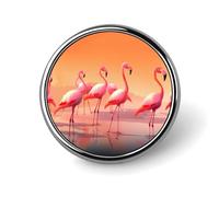 A Flock of Flamingos Round Badge for Men Women, Durable & Stylish Lapel Pins, Lightweight Metal Badges for Shirts, Jackets, Hats
