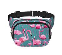 A flock of flamingos Square Double Layer Waist Bag Belt - Unisex Everywhere Fanny Pack Purse for Running, Travel, Hiking, Fitness, Black, One Size
