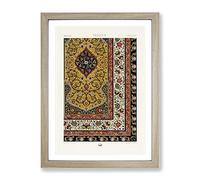 A Floral Persian Pattern By Albert Racinet Vintage Framed Wall Art Print, Ready to Hang Picture for Living Room Bedroom Home Office Décor, Oak A4 (34 x 25 cm)