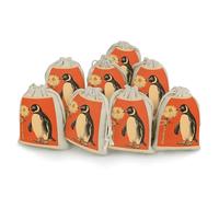 A Flower And Penguin Bunches Pocket Cotton And Hemp with Drawstring 8 Pieces Reusable Gift Bags Jewelry Pouch for Wedding DIY Craft Party (4.9 X 6.7 Inch)
