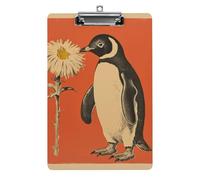 A Flower and Penguin Clipboard 8.5×12.5 Inch Acrylic Clip Board with Metal Clip A4 Letter Size Decorative Clipboard Cute Hanging Clipboards for Office, Teacher, Nurse, Doctor,