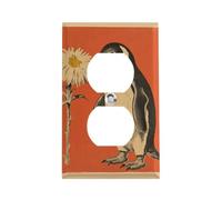 A Flower And Penguin Outlet Cover, Decorative Electrical Switch Cover, Stainless Steel Wall Plate, Decorative Switch Plate for Home Office Hotel