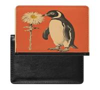 A Flower And Penguin Passport Holder for Travel PU Leather Passport Book Card Holder Case Cute Passport Wallet Ultra Slim Passport Cover Passport Protector Case for Women Men