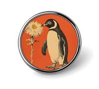 A Flower And Penguin Round Badge Cute Brooch Hats Jackets Decor Personalized Lapel Pin Clothing Jewelry Accessories for Wedding Party Gift