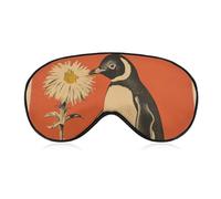 A Flower and Penguin Sleep Mask for Women Men Side Sleeper Eye Cover with Adjustable Strap Soft Breathable Blackout Mask Slip-Free Deep Sleeping Travel Essentials
