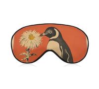 A Flower and Penguin Sleep Mask, Ultra Soft Eye Mask for Sleeping with Adjustable Strap, Comfortable Lightweight Blindfold Eyeshade, Total Blackout Eye Cover for Night Sleep Travel Office Nap