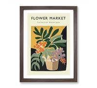 A Flower Market Exhibition Collection No.6 Framed Print | A2 Walnut Framed Wall Art | Ready to Hang | Modern Floral Picture | Living Room Bedroom Lounge Office