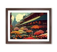 A Flower Market Vol.2 Framed Print | A4 Walnut Framed Wall Art | Ready to Hang | Modern Floral Picture | Living Room Bedroom Lounge Office
