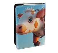 A Flying Little Cow Printed Passport Holder,Travel Pu Leather Passport Cover Case Organiser for Men Women,6.5 Inch