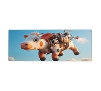 A Flying Little Cowfloral Print Mousepad Laptop Keyboard Mat Large Mouse Pad With Stitched Edges Long Non-Slip Rubber Base Spring Desk Pad For Office Home Desk Decor, 31.5" X 11.8"