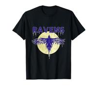 A Flying Raven Against The Full Moon Grunge Style T-Shirt