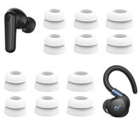 A-Focus Double Flange Ear Tips for Soundcore P31i P30i P20i Replacement Soft Silicone Reduce Noise Eartips Earbuds Cover Compatible with Soundcore Space A40, Sport X20 L/M/S White 6 Pairs