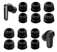 A-Focus Double Flange Ear Tips for Soundcore P40i P30i P20i Replacement Soft Silicone Reduce Noise Eartips Earbuds Cover Compatible with Soundcore P20i P30i P40i L/M/S Black 6 Pairs