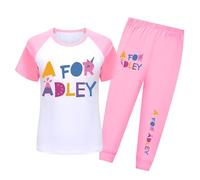 A For Adley Girls Cotton Pajamas Set Girls' Short-Sleeve Sleepwear Comfy Pjs Summer Nightwear Little Princess Pyjamas (UK, Age, 12 Years, 13 Years, Regular, Pink)