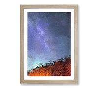 A Forest Beneath The Stars in Abstract Framed Print | A2 Oak Framed Wall Art | Ready to Hang | Abstract Space Picture | Living Room Bedroom Lounge Office
