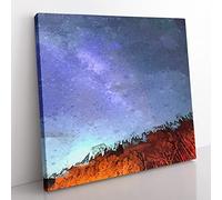 A Forest Beneath the Stars in Abstract Modern Canvas Wall Art Print Ready to Hang, Framed Picture for Living Room Bedroom Home Office Décor, 35x35 cm (14x14 Inch)