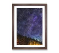 A Forest Beneath The Stars Painting Modern Framed Wall Art Print, Ready to Hang Picture for Living Room Bedroom Home Office Décor, Walnut A2 (64 x 46 cm)