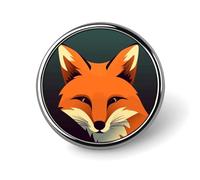 A Fox Image Round Lapel Pin Women's Novelty Buttons & Pins Metal Badge Cute Brooch Retro Pinback Badge Fashion Bag Pins for Hat Backpacks Tie Suit Wedding Party Accessory, Circular, Aluminum, no