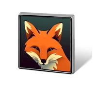 A Fox Image Square Lapel Pin Women's Novelty Buttons & Pins Metal Badge Cute Brooch Pin Retro Pinback Badge Fashion Bag Pins for Hat Backpacks Tie Suit Wedding Party Accessory