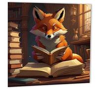 A Fox Reading a Book Birthday Card Greeting Card Foxes books 150mm x 150mm