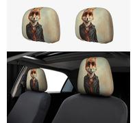 A Fox Wearing Sunglasses And A Leather Jacket Head Rest Cover Car Accessories, 2 Pcs Car Seat Headrest Cover, Washable Headrest Protector Universal Fit To All Car Suvs Truck Van Vehicles Auto