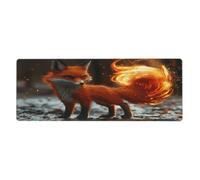A Fox With Its Tail On Fire Mouse Pad In Big Extended Non-Slip Rubber Base Mousepad With Stitched Edges Gaming Pc Desktop Large Mouse Pad 11.8x31.5