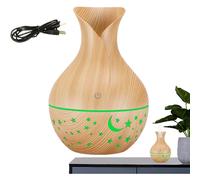 (A) Fragrance Humidifier, Aromatherapy Humidifier Diffuser, 300ml Aromatherapy Fragrance Diffuser, Wood Grain Air Freshener Diffuser, Hollowed Star Moon