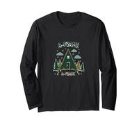 A-Frame Cabin Rustic Mountain Retreat Illustration Long Sleeve T-Shirt, Adult Unisex, Black, S