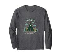 A-Frame Cabin Rustic Mountain Retreat Illustration Long Sleeve T-Shirt, Adult Unisex, Dark Heather Grey, S