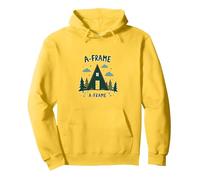 A-Frame Cabin Rustic Mountain Retreat Pullover Hoodie, Adult Unisex, Lemon, M