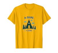 A-Frame Cabin Rustic Mountain Retreat T-Shirt, Men, Bright Gold, XL