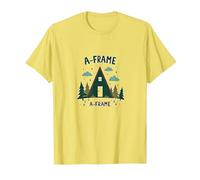 A-Frame Cabin Rustic Mountain Retreat T-Shirt, Men, Lemon, S