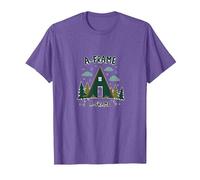 A-Frame Cabin Rustic Mountain Retreat T-Shirt, Men, Purple Heather, L
