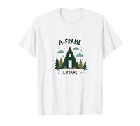 A-Frame Cabin Rustic Mountain Retreat T-Shirt, Men, White, XL