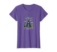 A-Frame Cabin Rustic Mountain Retreat T-Shirt, Women, Purple Heather, S