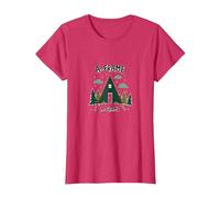 A-Frame Cabin Rustic Mountain Retreat T-Shirt, Women, Red Heather, M