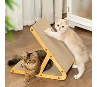 A-Frame Cat Scratching Board Vertical & Horizontal scratcher pad for Multiple Cats, Double-Sided Scratch & Lounge cardboard, Reclaimed Wood Look, Easy Assembly