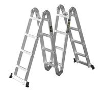 A-Frame Multi-Function Scaffold Ladder 15.5FT/ 4.7M Aluminum Extension Tall Ladder with One Tool Tray Suitable for Attic/Library/Warehouse/Fire escape Folding Combination Ladder