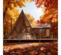 A-Frame Prefabricated Tiny Home - Modern Luxury Prefab Small Wood Cabin Portable Triangular Tiny House Quick Assembly Modular Unit for Backyard Office, Glamping Retreat or Lakeside Cabin