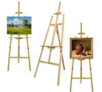 A-Frame Wooden Easel Stand, 1.75M Adjustable Height Drawing Painting Wedding Welcome Sign Sketch Poster Artist Easel, Foldable Canvas Holder, Easy to Assemble, Portable Studio Easel Art Stand