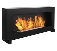 A free-standing bio-fireplace box 90 x 40 cm. 900 x 400 mm black bioethanol fireplace can also be hung on the wall without glass.