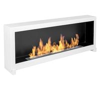 A freestanding bioethanol fireplace S-Line box 120 cm. Bio-ethanol fireplace 1200 mm white matt standing or wall bio fireplace. A box-shaped can also be hung on the wall. WITHOUT GLASS