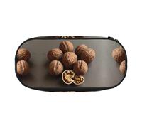 A fresh walnut Large capacity pencil bag, multi-layer partition stationery storage bag - unisex learning office supplies