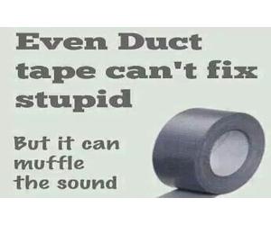 A fridge magnet with wording Even duct tape can't fix stupid... But it can muffle the sound.. from our unique " Sayings " gift range. An original gift idea for girlfriend , boyfriend , husband , wife for Birthday, Valentines or Christmas