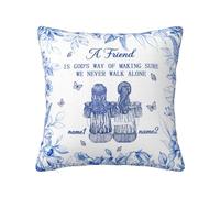 A Friend Is God'S Way Of Making Sure We Never Walk Alone Personalized Best Friend Pillow Cover Custom Name Portrait Friendship Pillowcase Square Bestie Pillowcase Sisters Gift for Christmas