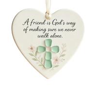 A Friend Is God'S Way Religious Ornament, Ceramic Heart Shaped Pendant
