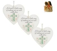 A Friend is God's Way Religious Ornament, Heart Shaped Cross Friendship Christmas Ornament,Birthday Christian Gifts for Best Friend Women,with Present Box(1Pc) (3pcs)