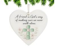 A Friend is God's Way Religious Ornament, Heart Shaped Cross Friendship Christmas Ornament,Birthday Christian Gifts for Best Friend Women,with Present Box(1Pc) (1pc)