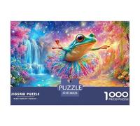 A Frog in A Tutu Dances by A Waterfall Under A Starry Sky 1000-Piece Jigsaw Puzzle Fantasy Colorful Frogs - Perfect for Family Bonding, Adults & Kids 38x26cm/1000pcs